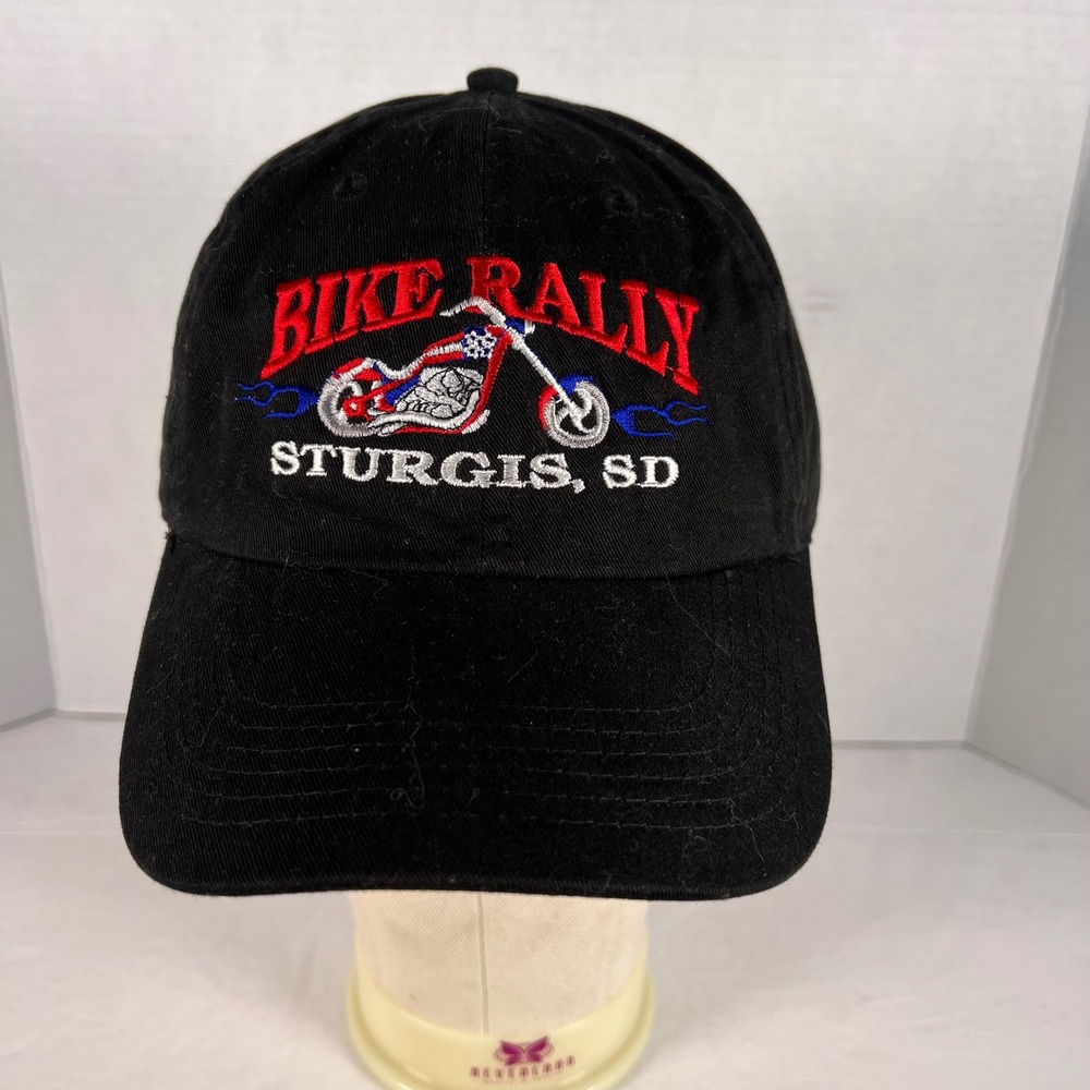 Newhattan Sturgis SD Bike Rally Black Cotton Embroidered Baseball Cap Hat 4538